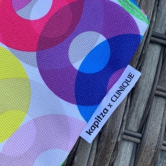 Nwot kapitza x CLINIQUE Multi Circle Print Cosmetic Bag - Picture 2 of 14